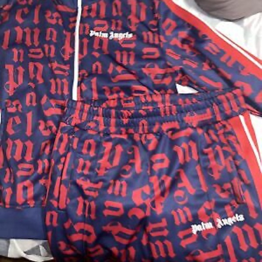 Palm Angels Red and Blue Bomber Jacket